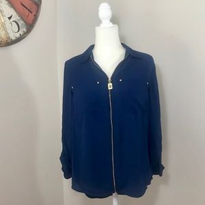 Royal Blue Michael Kors Zippered Blouse